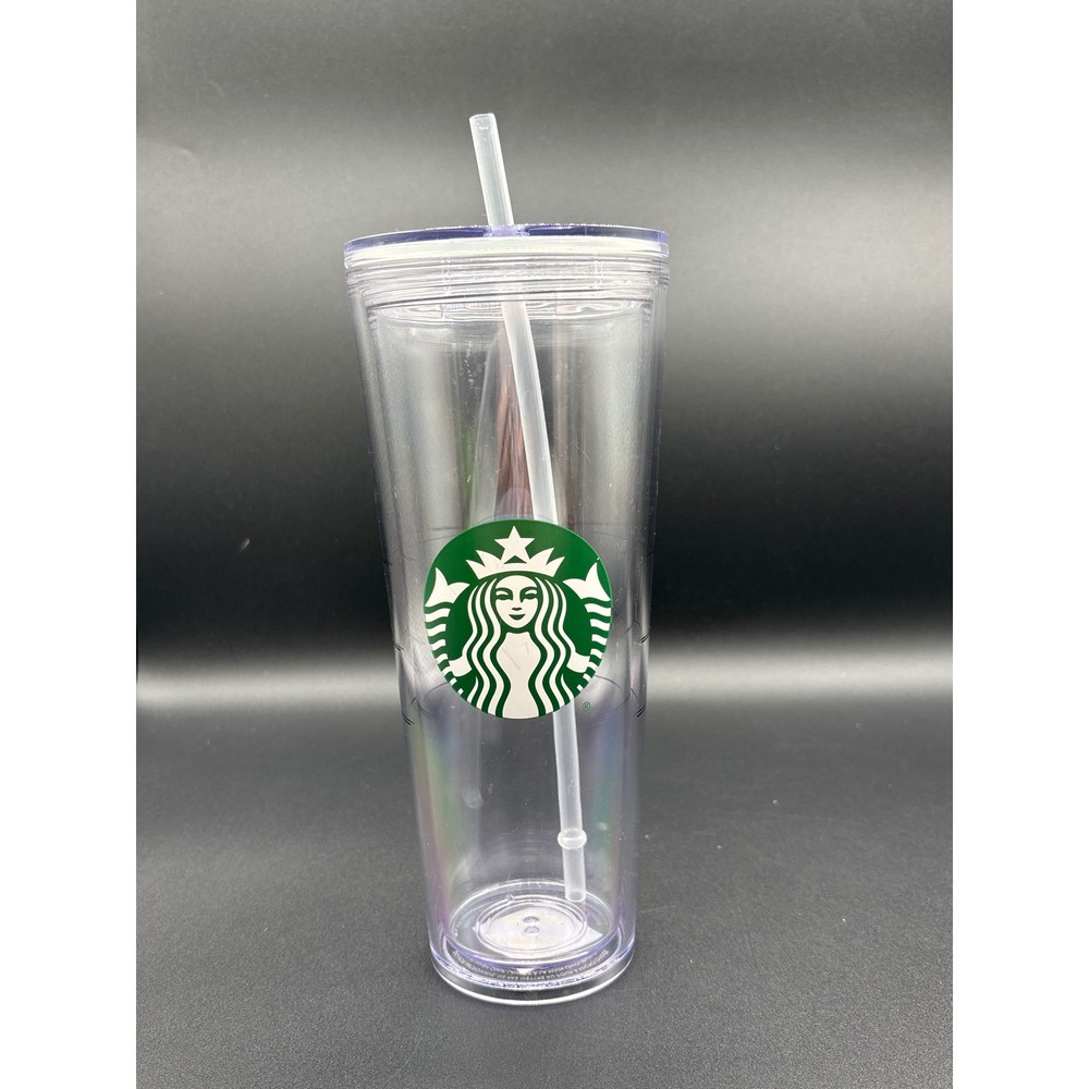 Starbucks Clear‎ Iridescent Venti Cold Cup Tumbler 24oz with Lid and Straw